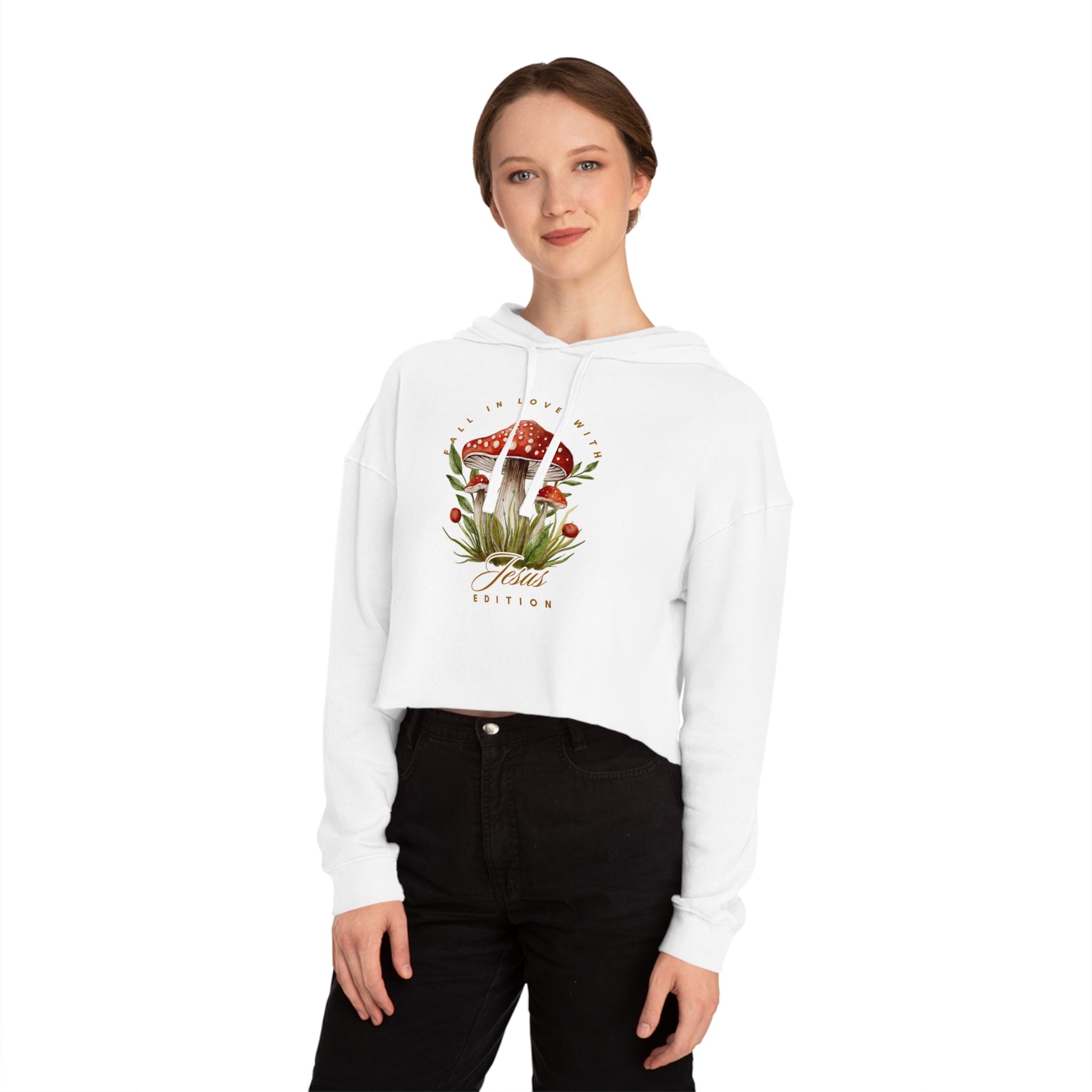 'Fall in Love' Cropped Hooded Sweatshirt