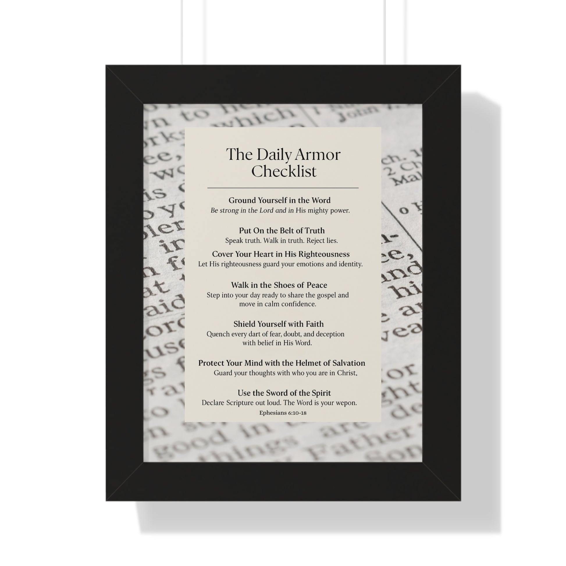 ‘Daily Armor Checklist’ Framed Inspirational Poster