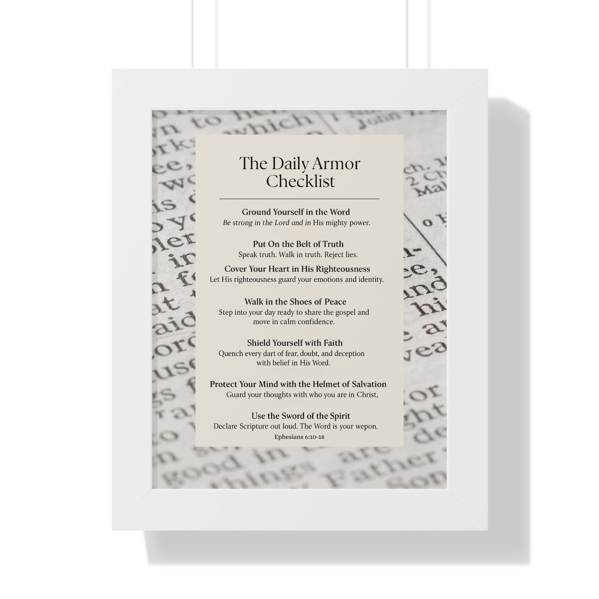 ‘Daily Armor Checklist’ Framed Inspirational Poster