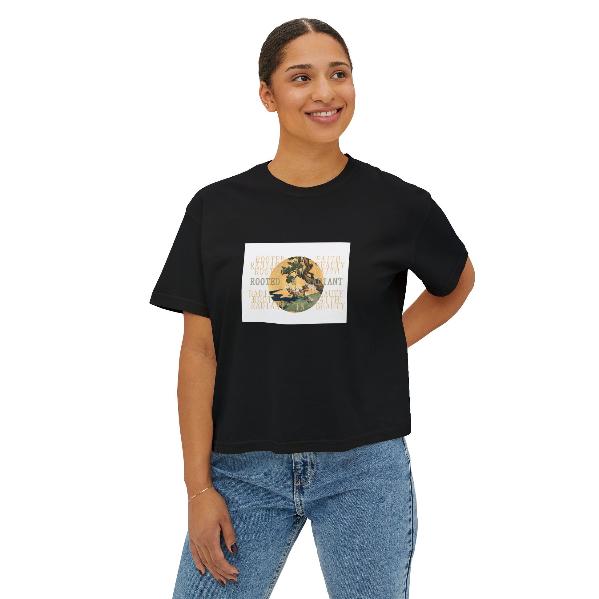 'Rooted & Radiant Beauty' Women's Boxy Tee