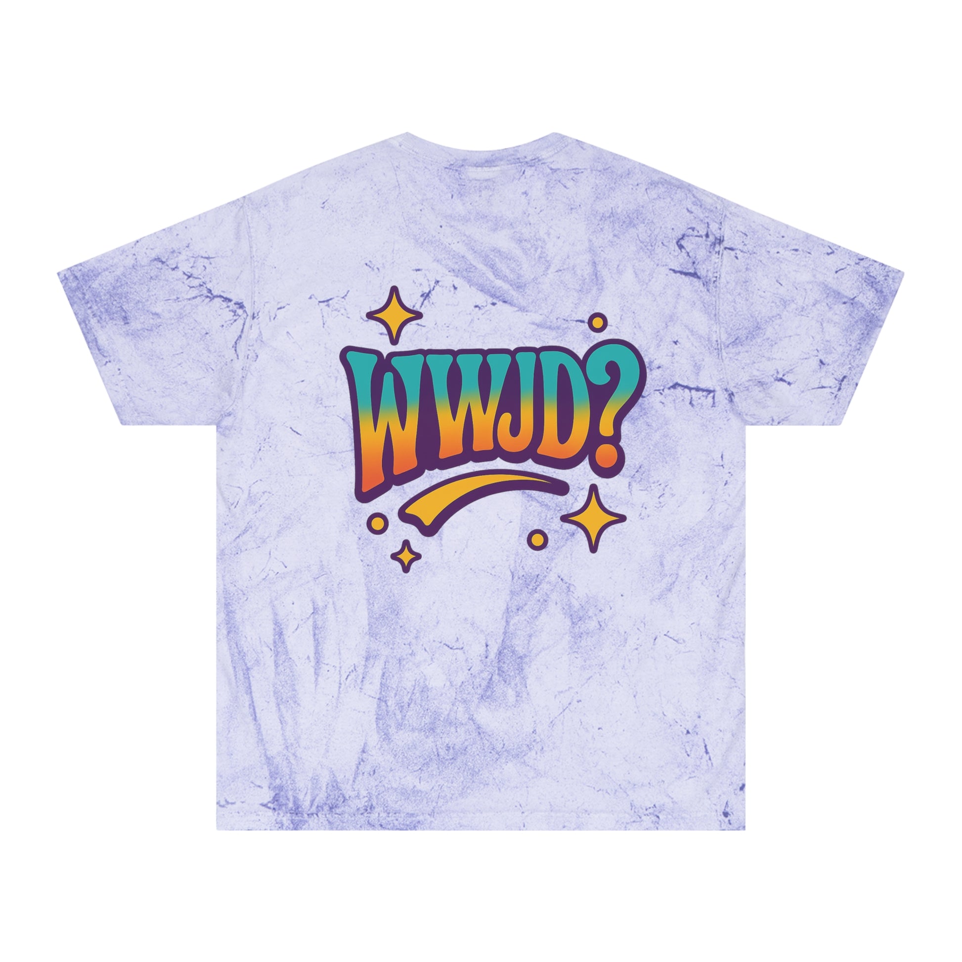 'WWJD?' Color Blast Unisex Tee: Vibrant Vibes for Fun & Friendship, Summer Style, Festival Fashion, Gift Idea, WWJD? Design