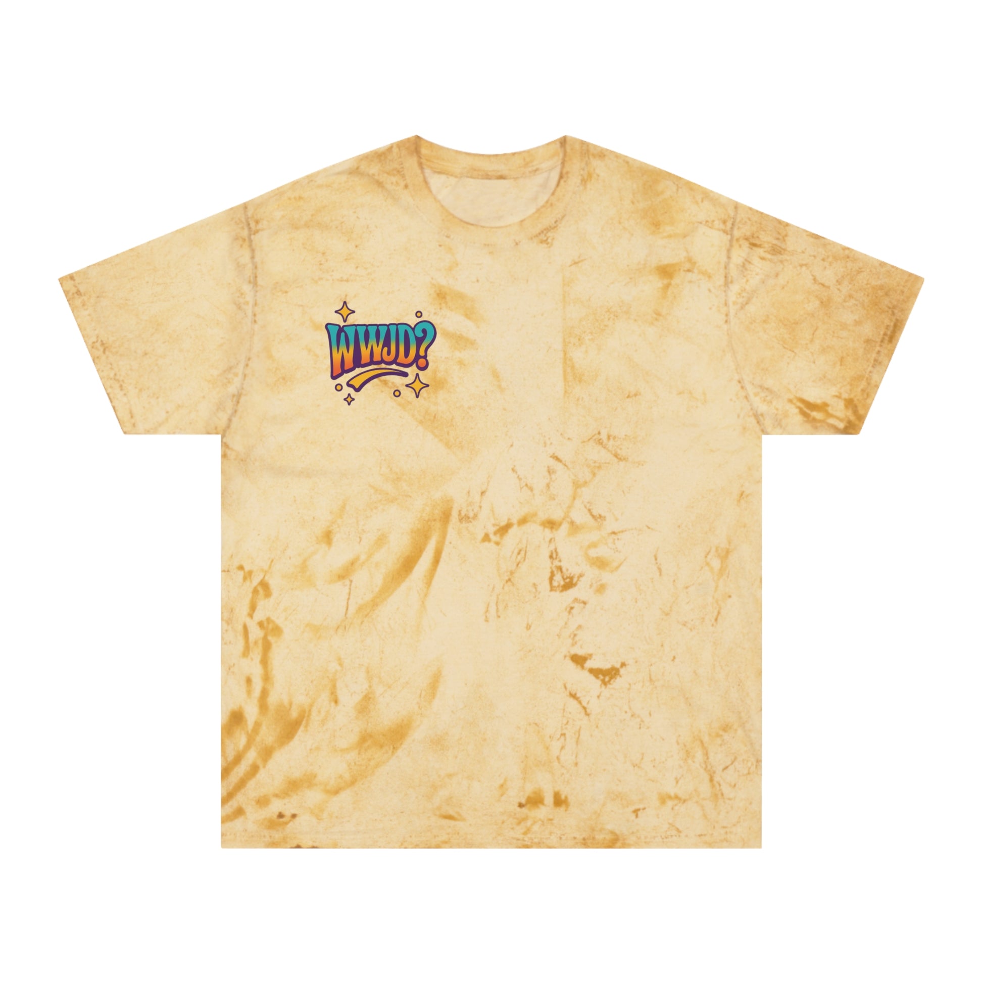 'WWJD?' Color Blast Unisex Tee: Vibrant Vibes for Fun & Friendship, Summer Style, Festival Fashion, Gift Idea, WWJD? Design