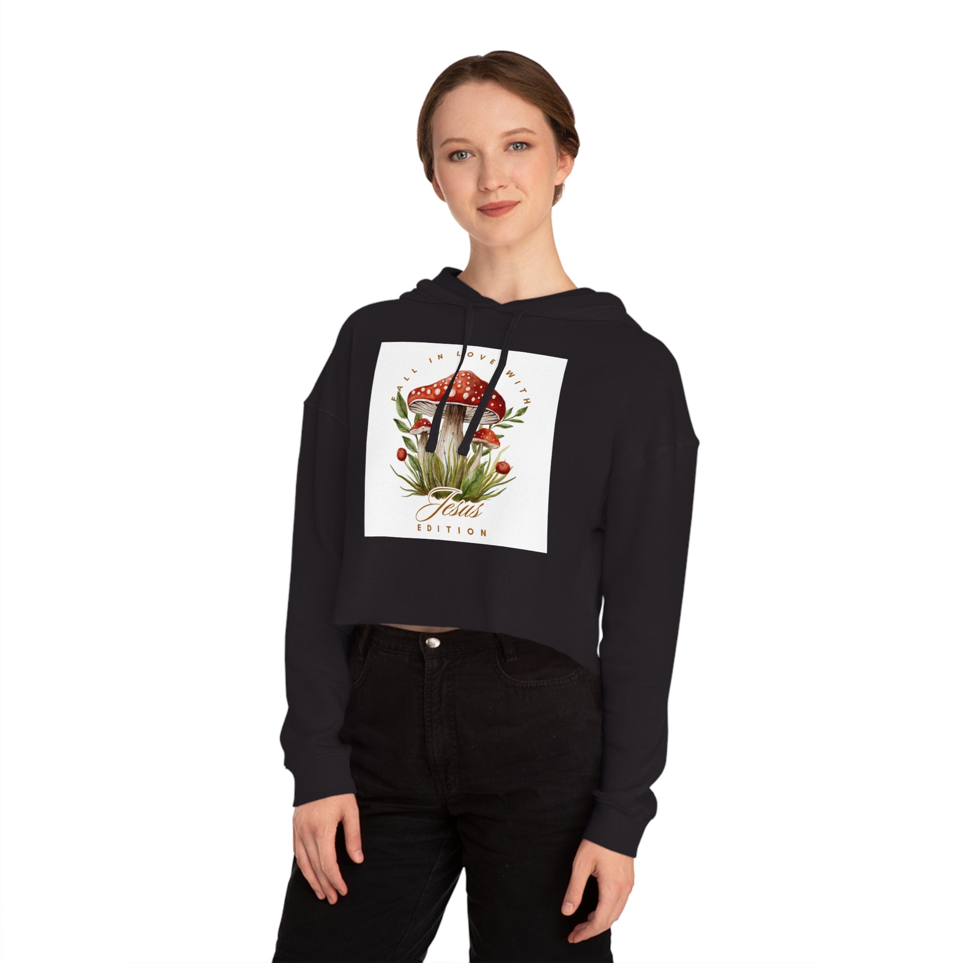 'Fall in Love' Cropped Hooded Sweatshirt