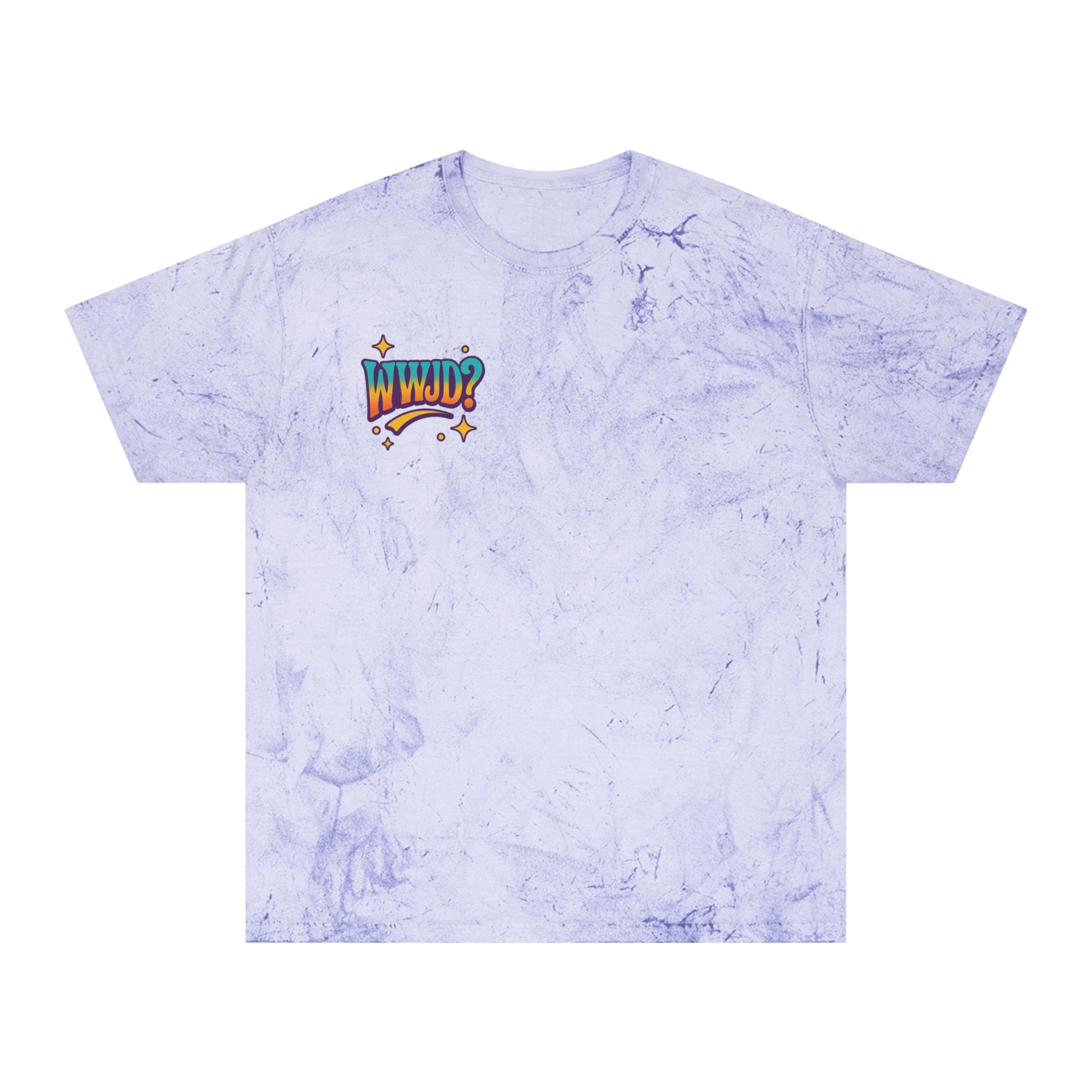 'WWJD?' Color Blast Unisex Tee: Vibrant Vibes for Fun & Friendship, Summer Style, Festival Fashion, Gift Idea, WWJD? Design