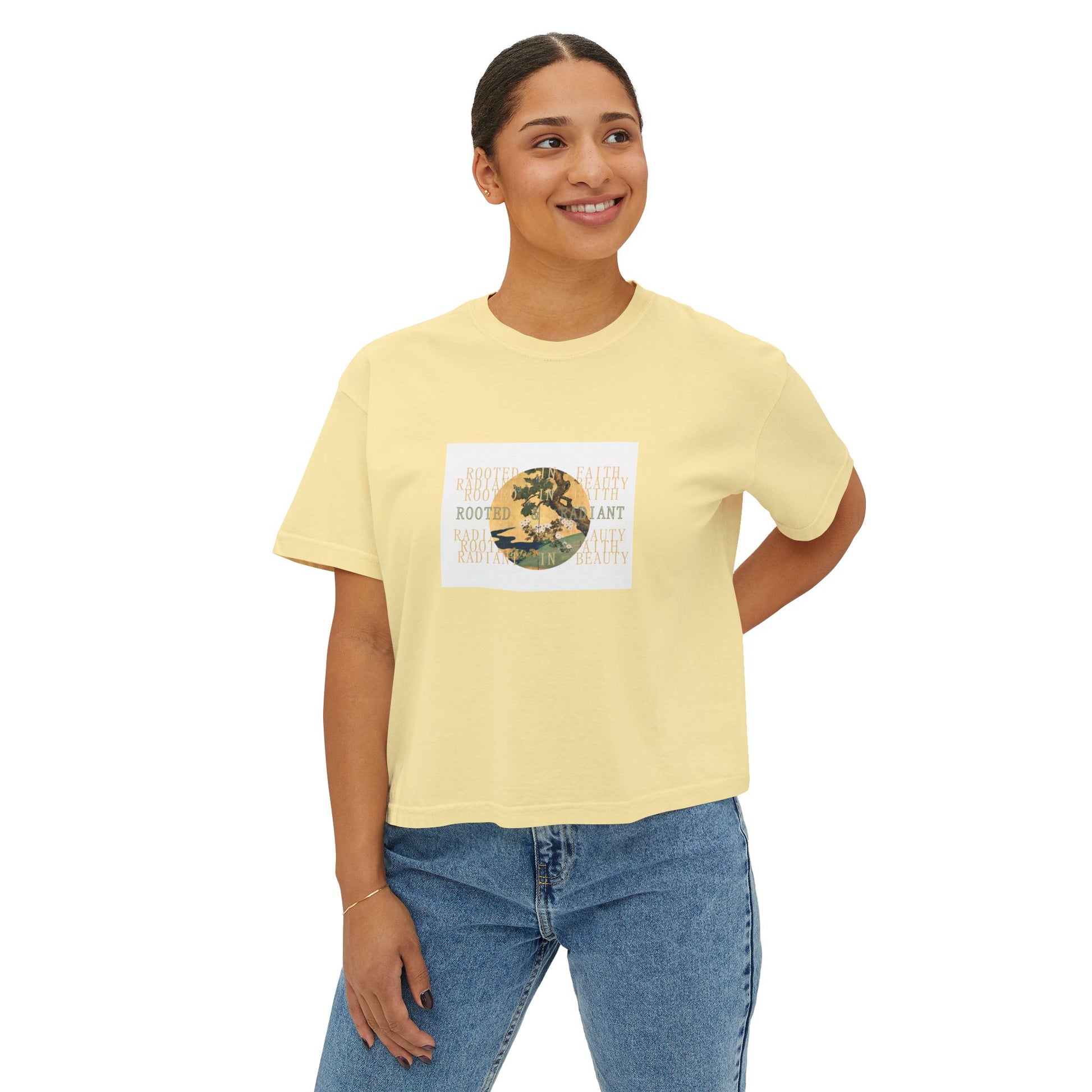'Rooted & Radiant Beauty' Women's Boxy Tee